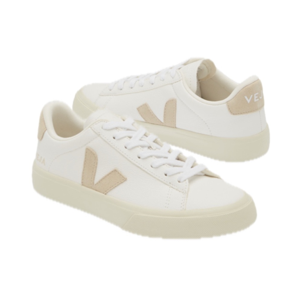 Veja Kids Shoes in White and Tan